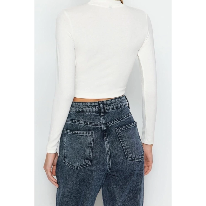 Fashion Crew Neck Knitted Slim Fit Striped Pattern Casual Daily Crop Long Sleeve Blouse