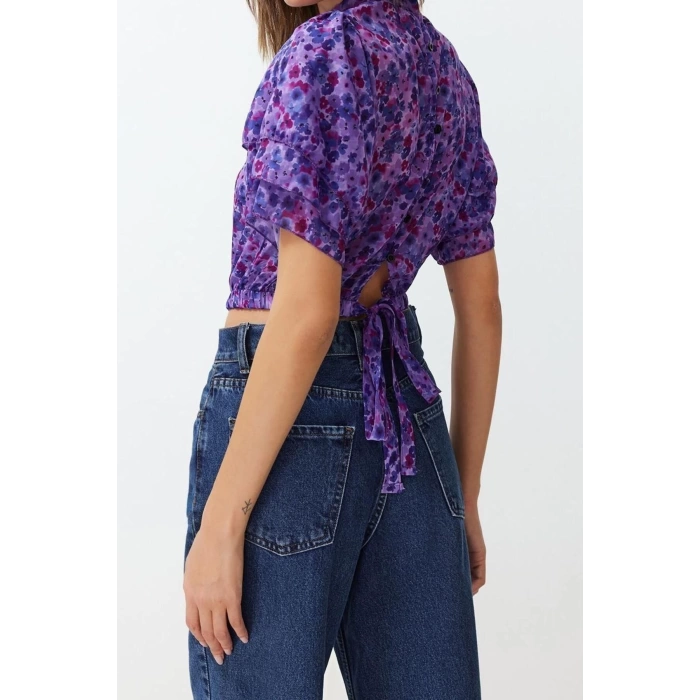 Fashion Crew Neck Woven Regular Floral Pattern Casual Daily Regular Short Sleeve Blouse