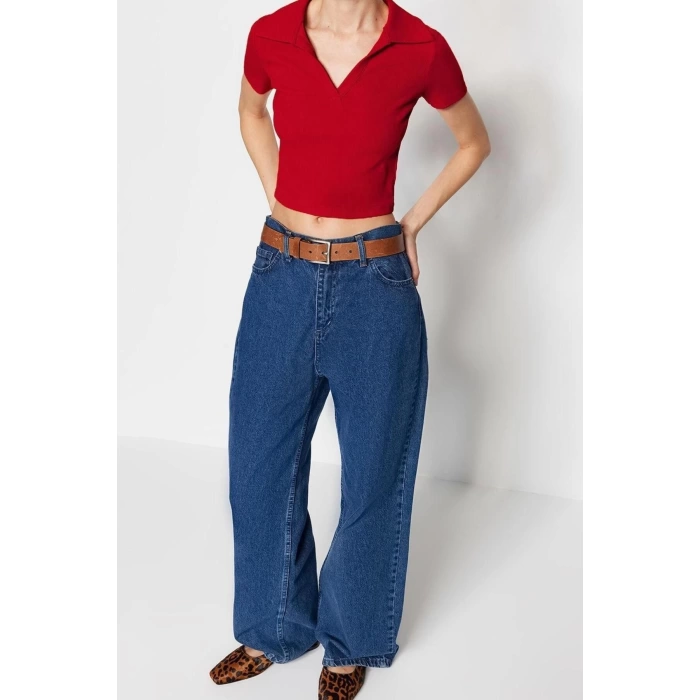 Fashion Polo Collar Knitted Slim Slogan Pattern Casual Daily Crop Short Sleeve Blouse