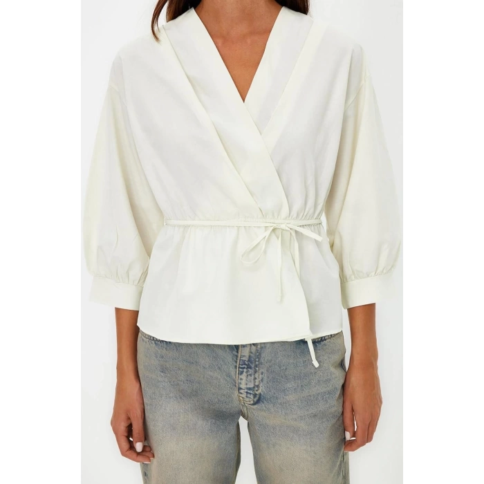 Fashion Double Breasted Woven Regular Plain Pattern Casual Daily Regular Long Sleeve Blouse