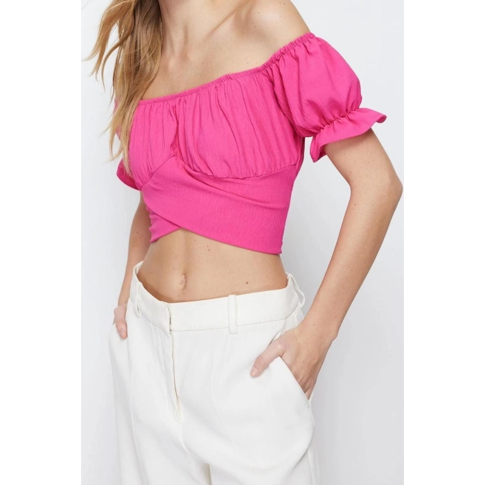 Fashion Carmen Collar Woven Fit Plain Pattern Casual Daily Regular Long Sleeve Blouse