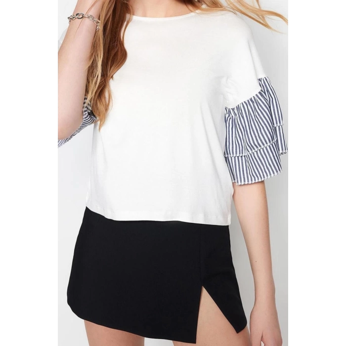Fashion Crew Neck Knitted Regular Plain Pattern Casual Daily Regular Three Quarter Sleeve Blouse