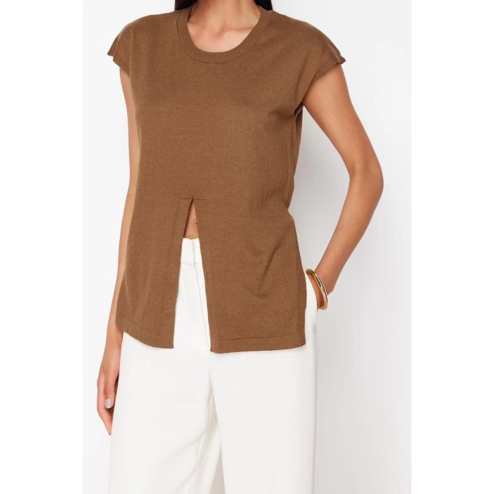 Fashion Crew Neck Knitwear Slim Plain Pattern Casual Daily Regular Sleeveless Blouse