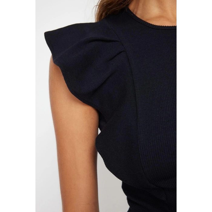Fashion Crew Neck Knitted Slim Plain Pattern Casual Daily Crop Sleeveless Blouse
