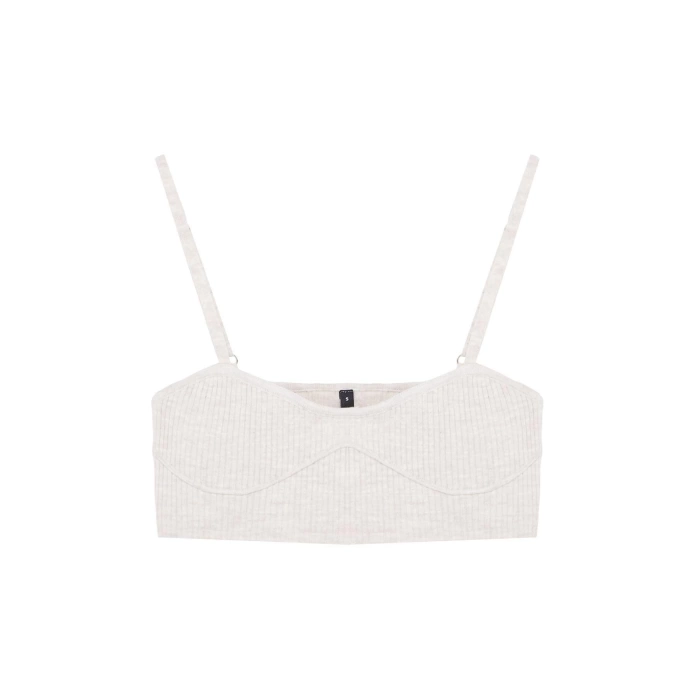 Moda Kalp Yaka Triko Regular Düz Desen Casual Günlük Crop Askılı Kol Bluz