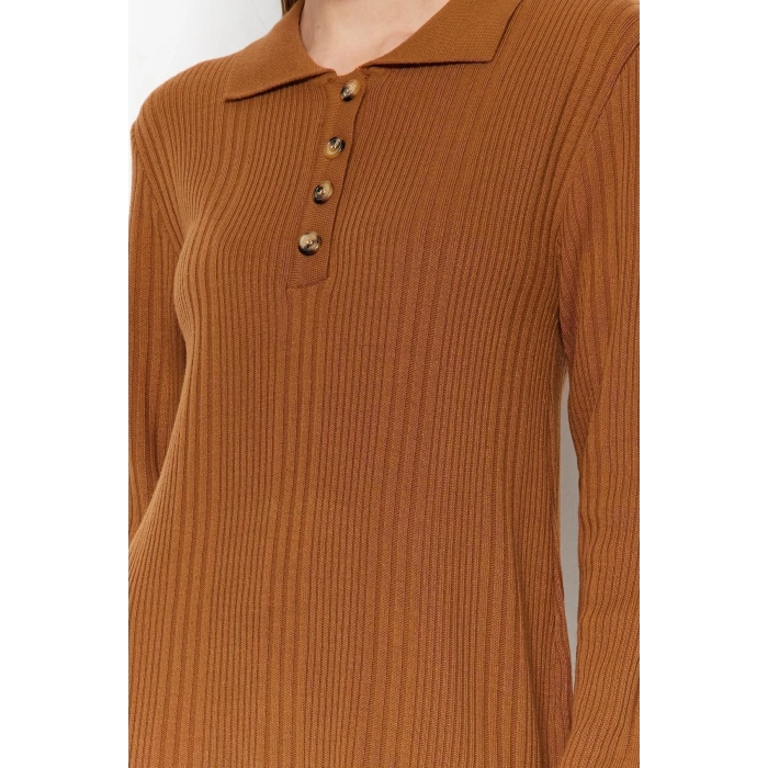 Fashion Regular Casual Daily Rib Camisole Woven V Neck Long Sleeve A-Line Midi Length Hijab Dress