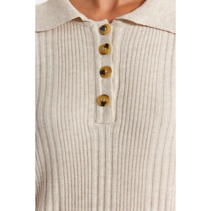 Fashion Regular Casual Daily Rib Camisole Woven V Neck Long Sleeve A-Line Midi Length Hijab Dress