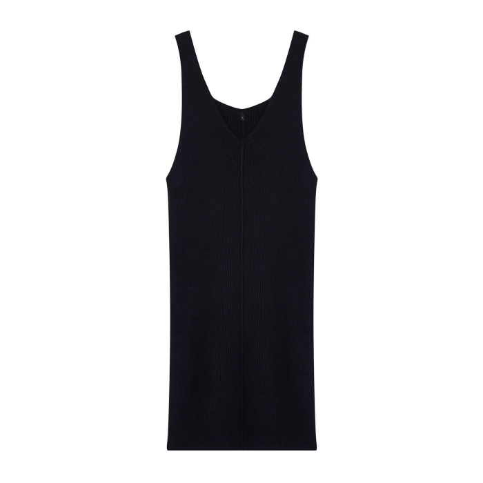 Moda Regular Casual Günlük Dolu İğne Triko V Yaka Uzun Kol Shift Maxi Boy Elbise