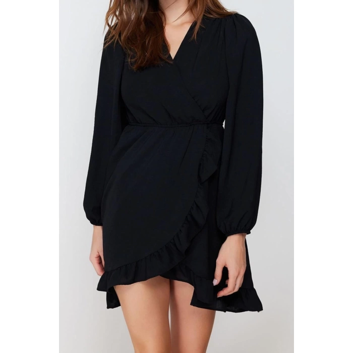 Fashion Regular Casual Daily Shally Woven Double Breasted Long Sleeve Double Breasted Mini Length Dress