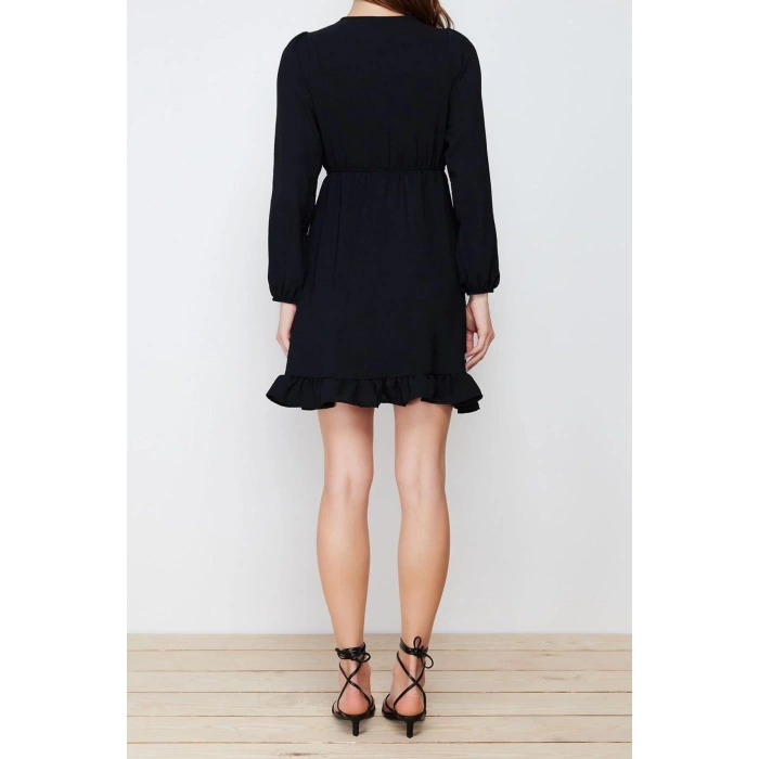 Fashion Regular Casual Daily Shally Woven Double Breasted Long Sleeve Double Breasted Mini Length Dress