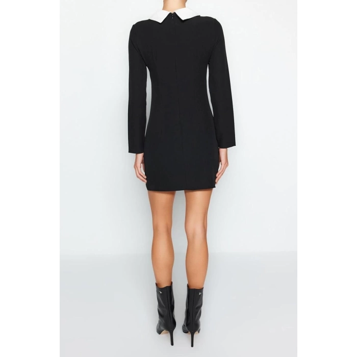 Fashion Regular Day Night Finike Woven Shirt Collar Long Sleeve Bodycone Mini Length Dress