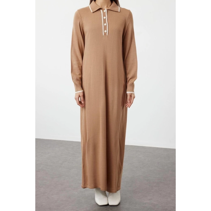 Fashion Comfortable Casual Daily Single Plate Knitwear Crew Neck Long Sleeve Shift Maxi Length Hijab Dress
