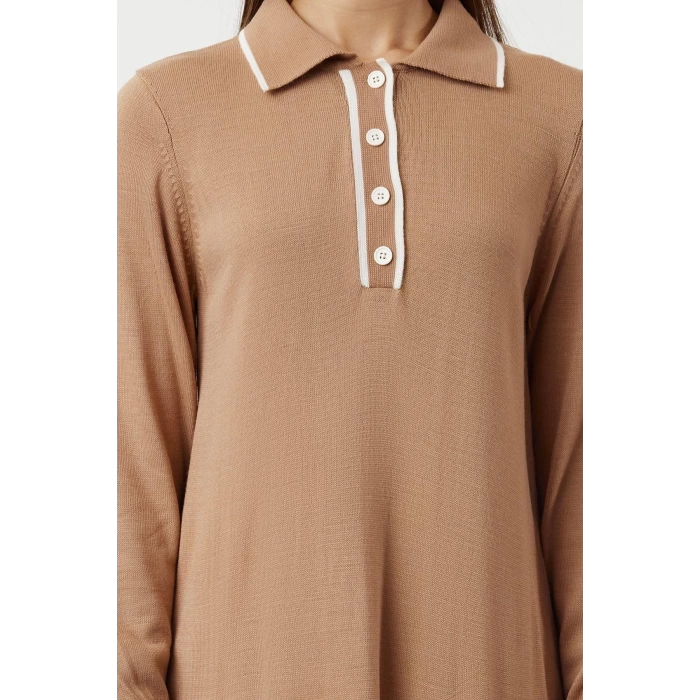 Fashion Comfortable Casual Daily Single Plate Knitwear Crew Neck Long Sleeve Shift Maxi Length Hijab Dress