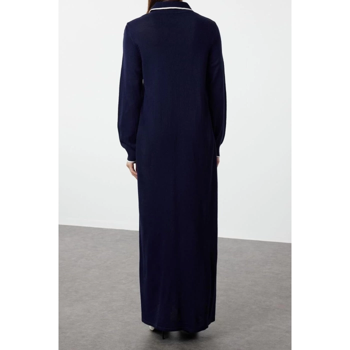 Fashion Comfortable Casual Daily Single Plate Knitwear Crew Neck Long Sleeve Shift Maxi Length Hijab Dress