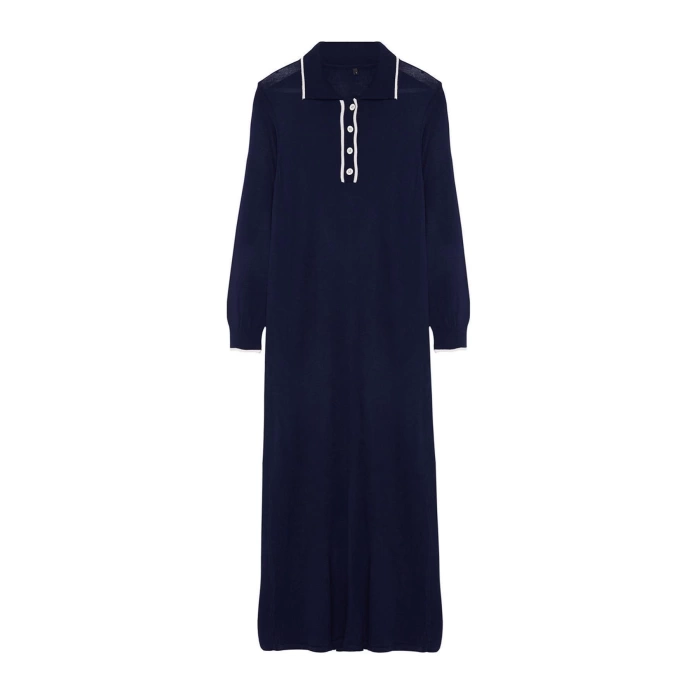 Fashion Comfortable Casual Daily Single Plate Knitwear Crew Neck Long Sleeve Shift Maxi Length Hijab Dress