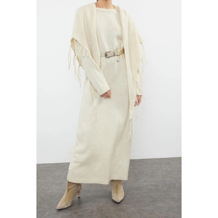 Fashion Regular Casual Daily Single Plate Knitwear Crew Neck Long Sleeve Basic Maxi Length Dress