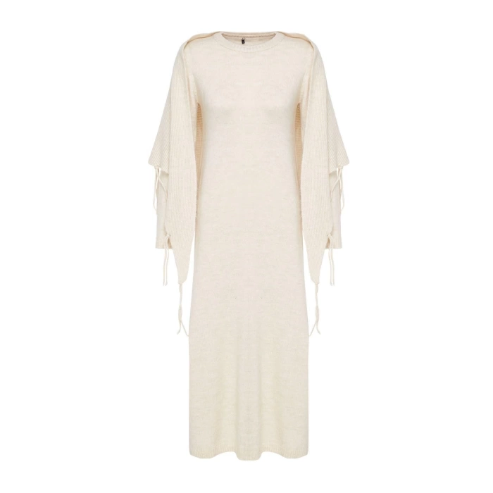 Fashion Regular Casual Daily Single Plate Knitwear Crew Neck Long Sleeve Basic Maxi Length Dress