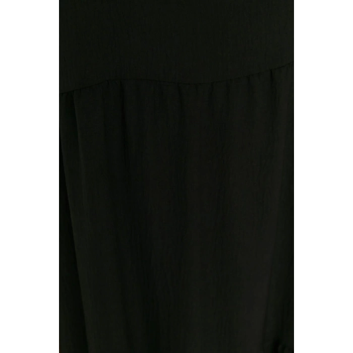 Moda Rahat Casual Günlük Aerobin Dokuma Bisiklet Yaka Kolsuz Kol Smock Maxi Boy Büyük Beden Elbise
