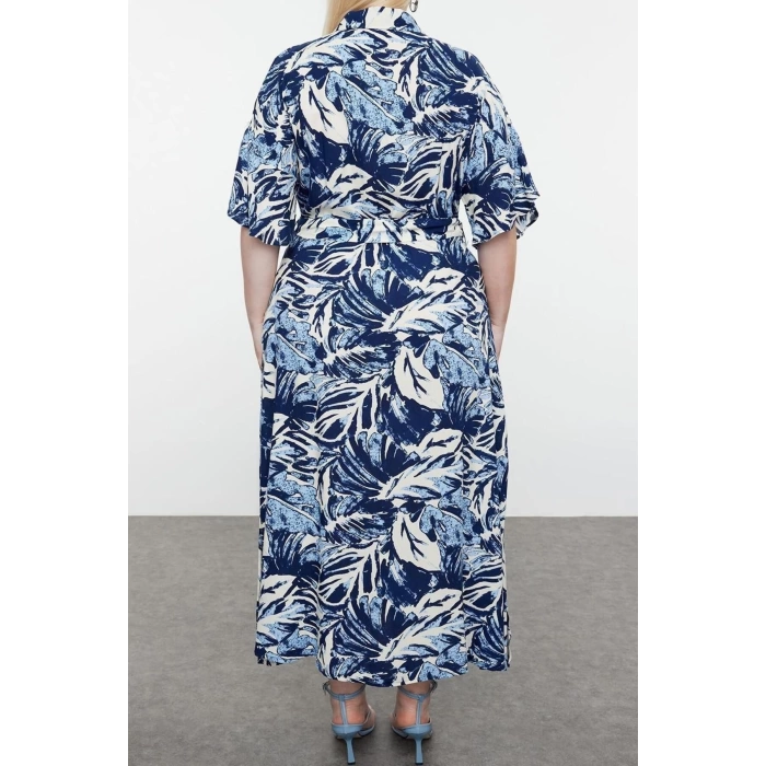 Fashion Comfortable Casual Daily Viscose Woven Shirt Collar Short Sleeve A-Line Maxi Length Plus Size Dress