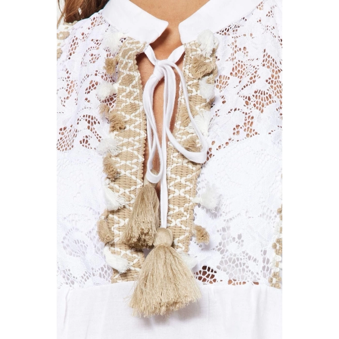Fashion Regular Beach Daily Voile Woven V Neck Long Sleeve Basic Mini Length Dress