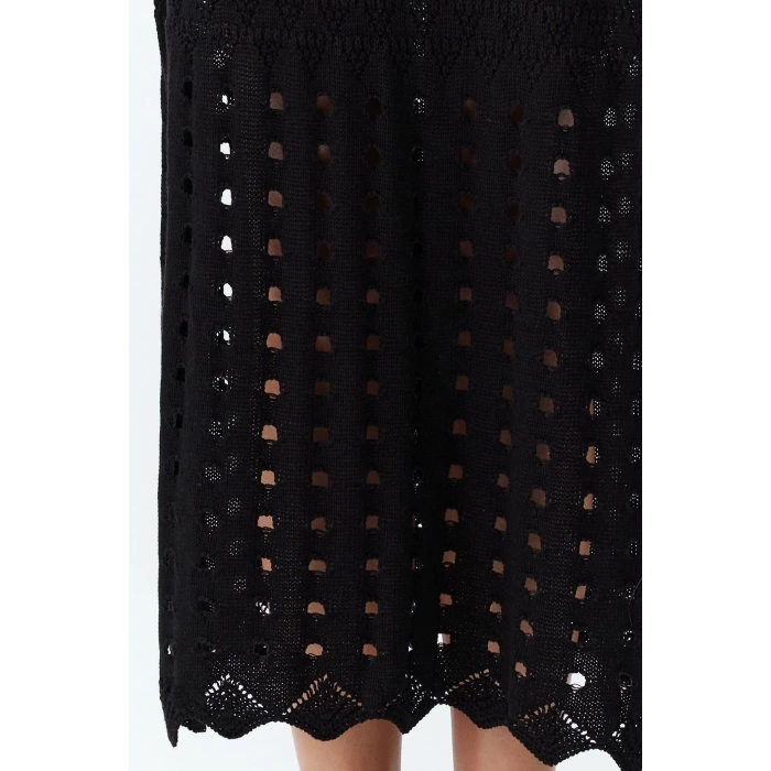 Moda Regular Beach Casual Knitwear Look Knitwear V Neck Strappy Sleeve A-Line Maxi Length Dress