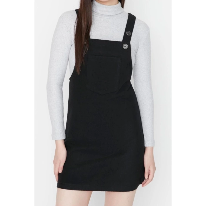 Fashion Regular Casual Daily Flannel Woven Square Collar Strappy Sleeve Vest Mini Length Dress