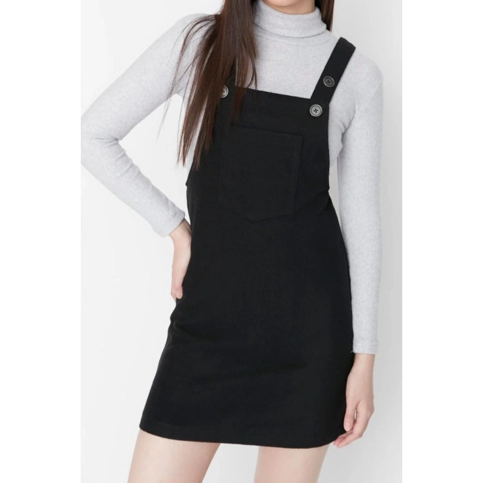 Fashion Regular Casual Daily Flannel Woven Square Collar Strappy Sleeve Vest Mini Length Dress