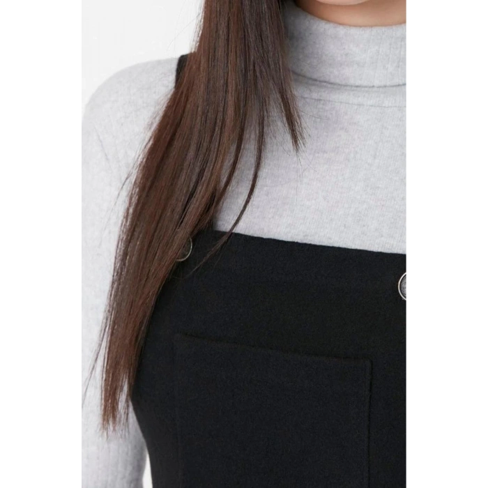 Fashion Regular Casual Daily Flannel Woven Square Collar Strappy Sleeve Vest Mini Length Dress