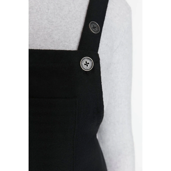 Fashion Regular Casual Daily Flannel Woven Square Collar Strappy Sleeve Vest Mini Length Dress