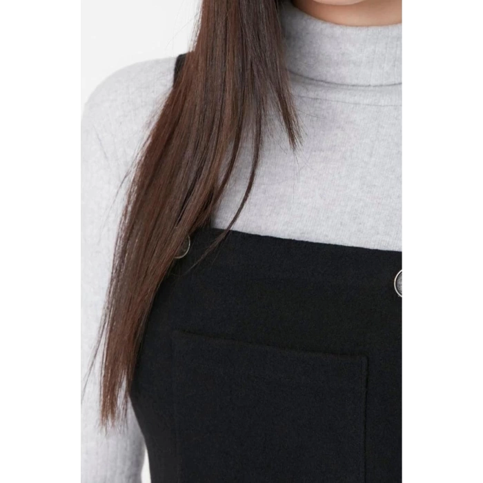 Fashion Regular Casual Daily Flannel Woven Square Collar Strappy Sleeve Vest Mini Length Dress