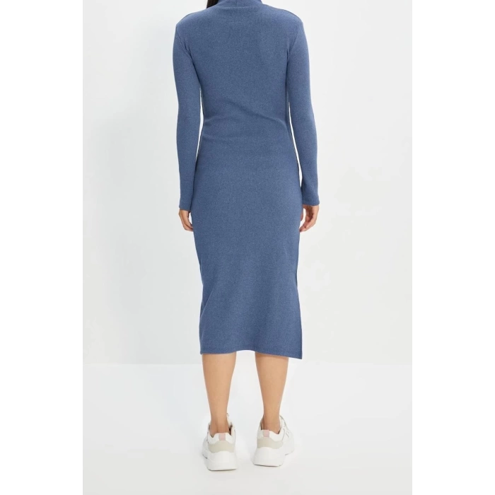 Fashion Slim Casual Daily Regenerated Camisole Woven Stand Collar Long Sleeve Bodycon Mini Length Dress