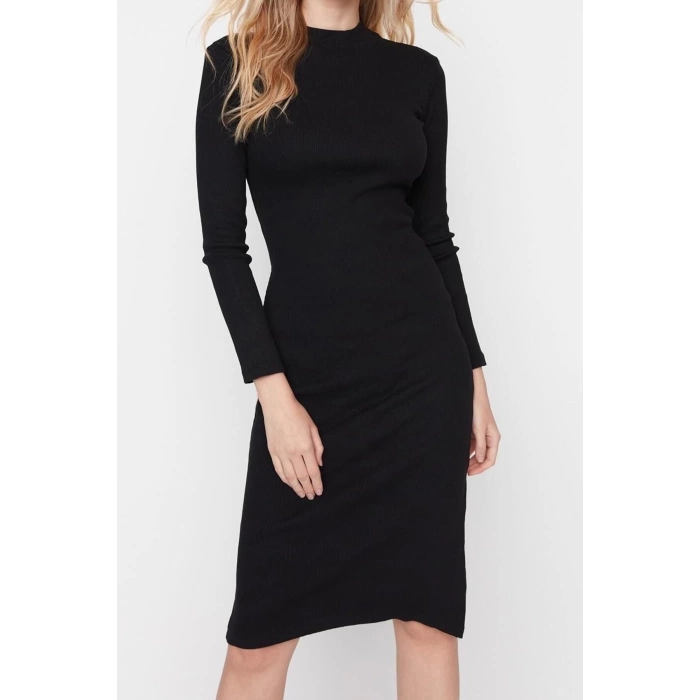 Fashion Slim Casual Daily Regenerated Camisole Woven Stand Collar Long Sleeve Bodycon Mini Length Dress