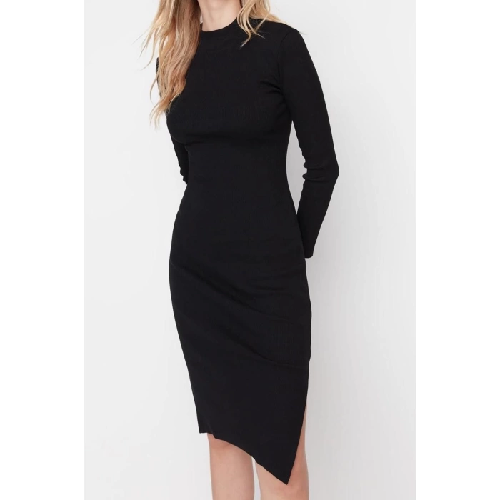 Fashion Slim Casual Daily Regenerated Camisole Woven Stand Collar Long Sleeve Bodycon Mini Length Dress
