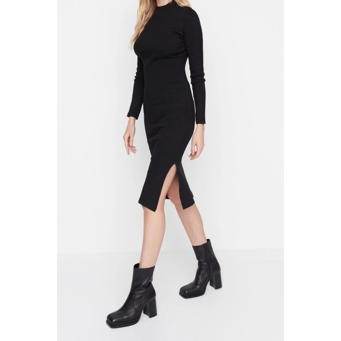 Fashion Slim Casual Daily Regenerated Camisole Woven Stand Collar Long Sleeve Bodycon Mini Length Dress
