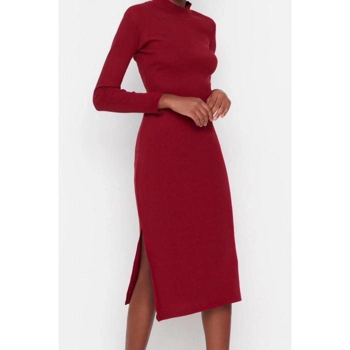 Fashion Slim Casual Daily Regenerated Camisole Woven Stand Collar Long Sleeve Bodycon Mini Length Dress