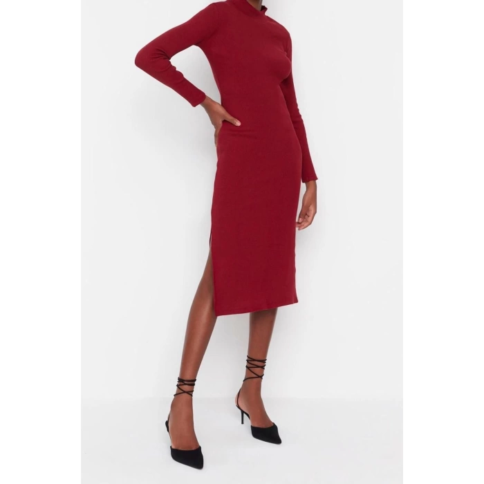 Fashion Slim Casual Daily Regenerated Camisole Woven Stand Collar Long Sleeve Bodycon Mini Length Dress