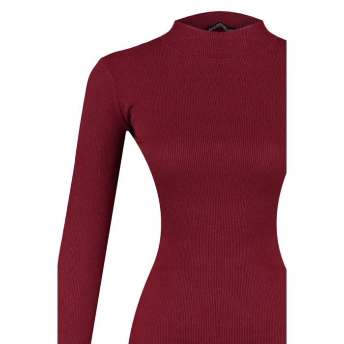 Fashion Slim Casual Daily Regenerated Camisole Woven Stand Collar Long Sleeve Bodycon Mini Length Dress
