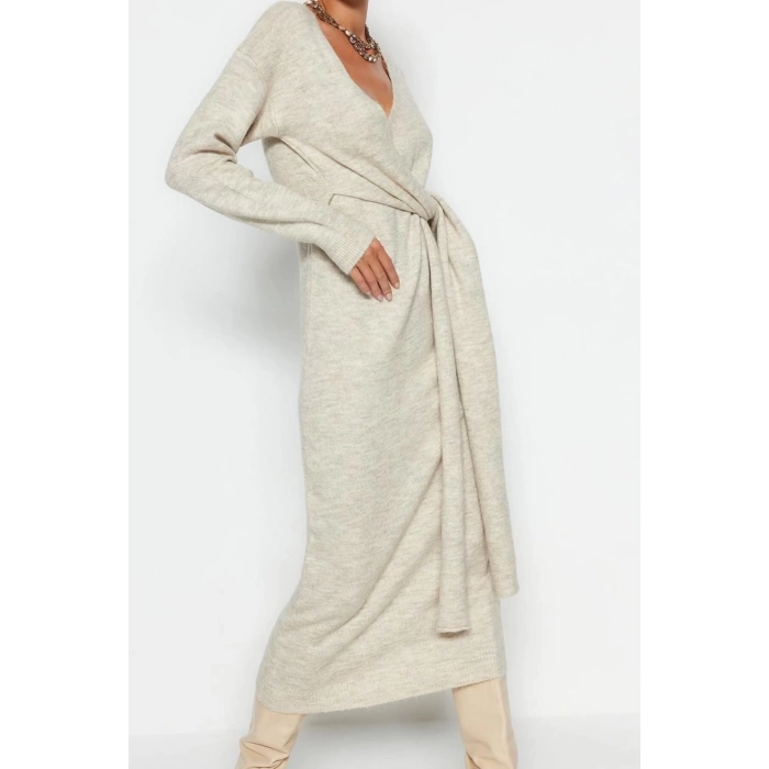 Fashion Regular Casual Daily Single Plate Knitwear Double Breasted Long Sleeve Double Breasted Maxi Length Dress