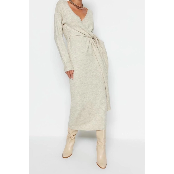 Fashion Regular Casual Daily Single Plate Knitwear Double Breasted Long Sleeve Double Breasted Maxi Length Dress