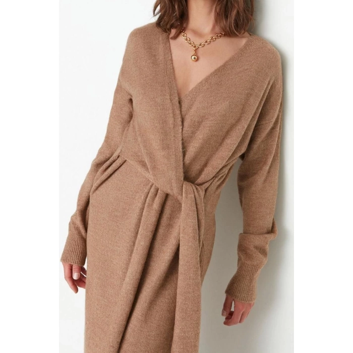 Fashion Regular Casual Daily Single Plate Knitwear Double Breasted Long Sleeve Double Breasted Maxi Length Dress