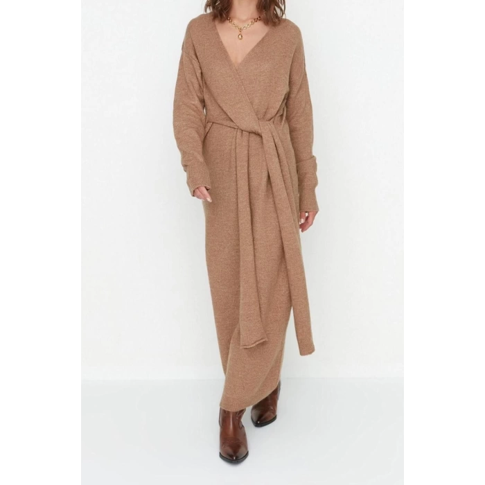 Fashion Regular Casual Daily Single Plate Knitwear Double Breasted Long Sleeve Double Breasted Maxi Length Dress