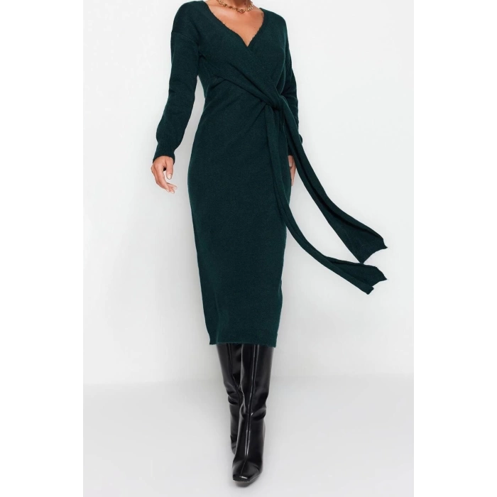 Fashion Regular Casual Daily Single Plate Knitwear Double Breasted Long Sleeve Double Breasted Maxi Length Dress