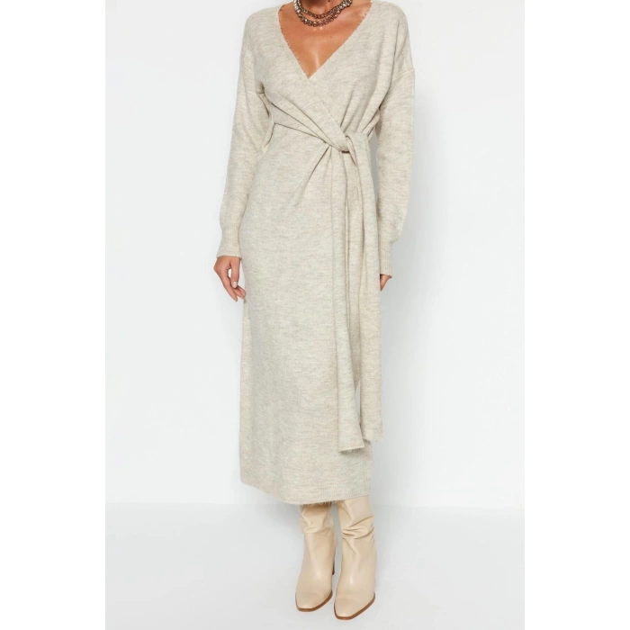 Fashion Regular Casual Daily Single Plate Knitwear Double Breasted Long Sleeve Double Breasted Maxi Length Dress
