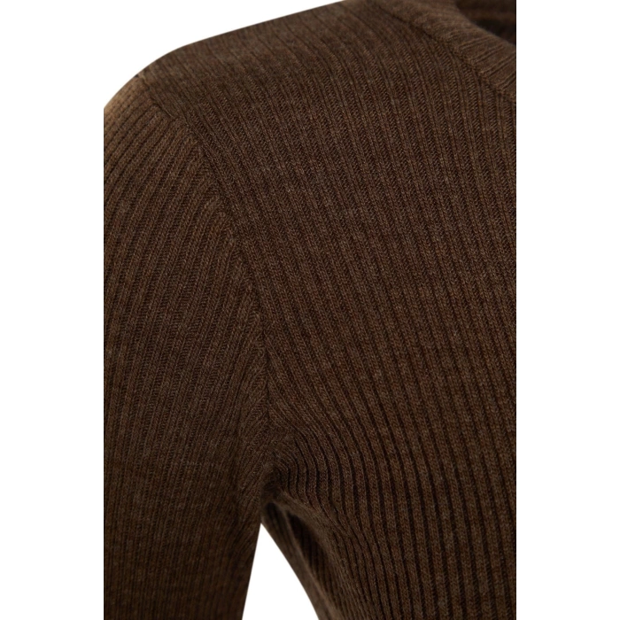 Fashion Slim Casual Daily Single Plate Knitwear Crew Neck Long Sleeve Bodycon Midi Length Dress