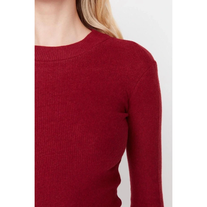 Fashion Slim Casual Daily Regenerated Camisole Knitted Stand Collar Long Sleeve Bodycon Mini Length Dress