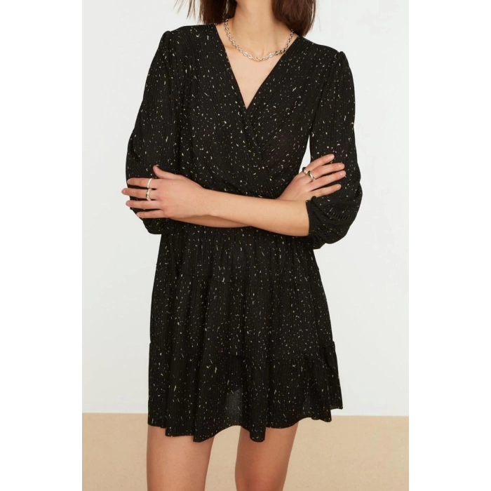 Fashion Regular Casual Daily Polyester Camisole Knitted Double Breasted Three Quarter Sleeve Skater Mini Length Dress