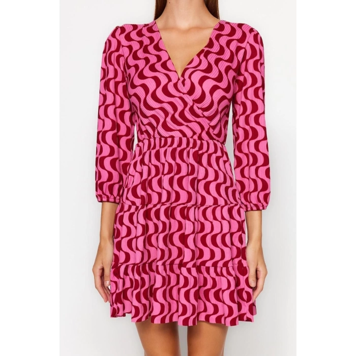 Fashion Regular Casual Daily Polyester Camisole Knitted Double Breasted Three Quarter Sleeve Skater Mini Length Dress