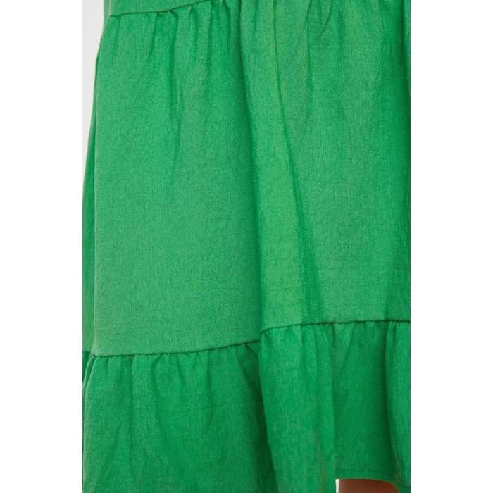 Moda Regular Casual Günlük Aerobin Dokuma V Yaka Kısa Kol Shift Mini Boy Elbise