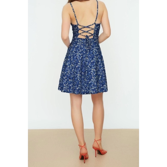Fashion Regular Casual Daily Crepe Knitted V Neck Strappy Sleeve Skater Mini Length Dress