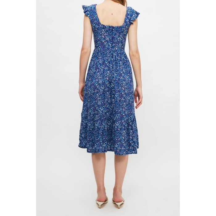 Fashion Regular Casual Daily Shally Woven Square Neck Sleeveless Sleeve A-Line Midi Length Dress